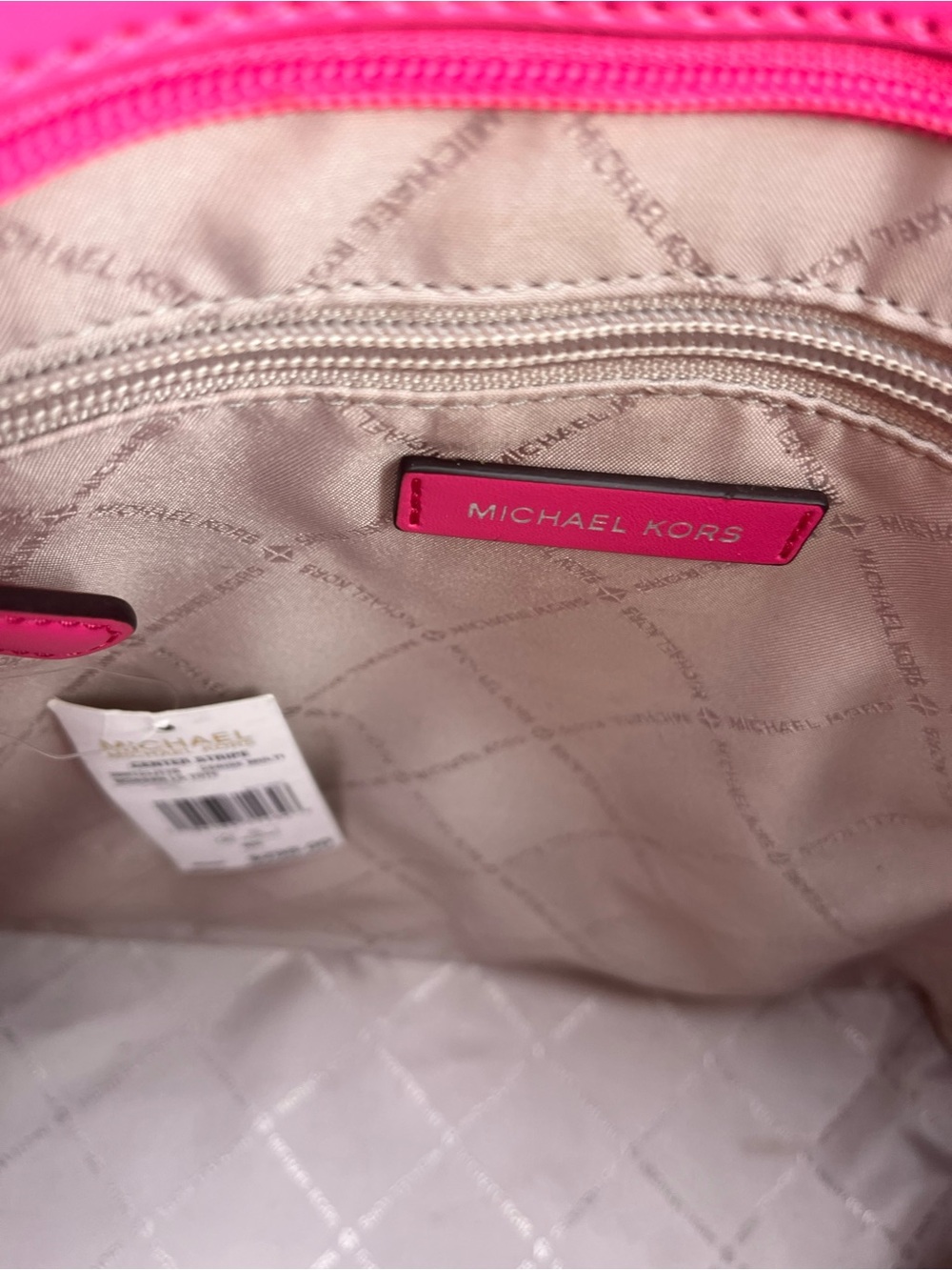 Michael Kors Pink, Orange & Hot Pink Stripe Tote - Picture 9 of 13